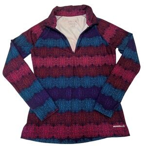 Merrell‎ Opti-Wick Women's Small Petite Quarter Zip Pullover Athletic Top Floral